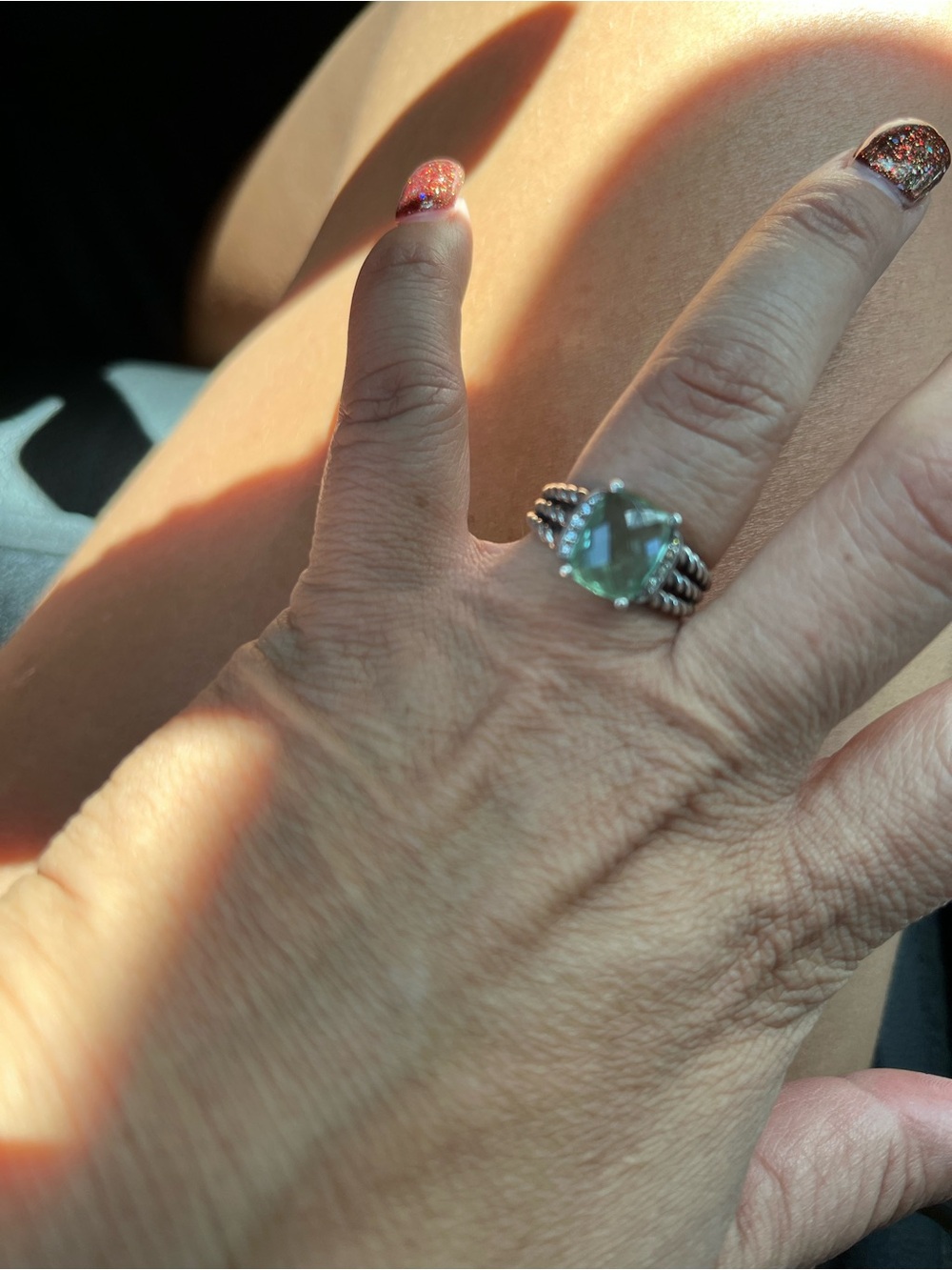David Yurman Ring Green with diamond New Size 6.5